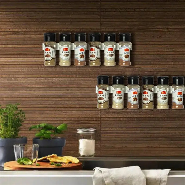 Wall-Mounted Grey Spice Jar Rack