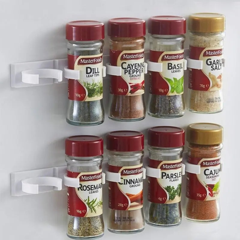 Wall-Mounted Grey Spice Jar Rack