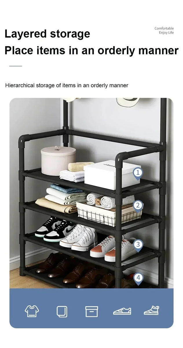 Multi-Layer Clothes & Shoe Organizer Rack