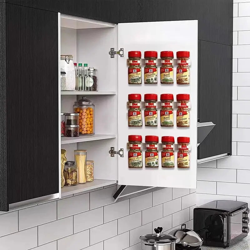 Wall-Mounted Grey Spice Jar Rack